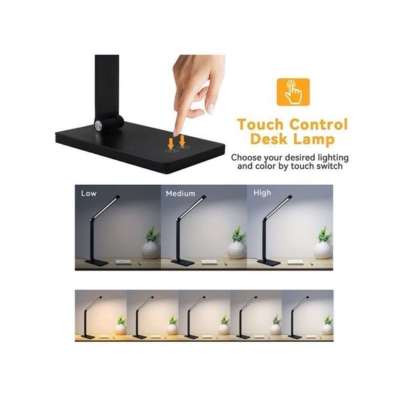 LED Desk Lamp, Touch Control Desk Lamp with 3 Levels Brightness, Dimmabl… - Picture 4 of 9